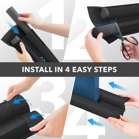 Two Sided Under Door Draft Stopper For Bottom Gap Fits 30 To 36 Inch Wide Doors With Quick Install No Drill No Tape Keeps Heat In And Cold Air Out installation steps