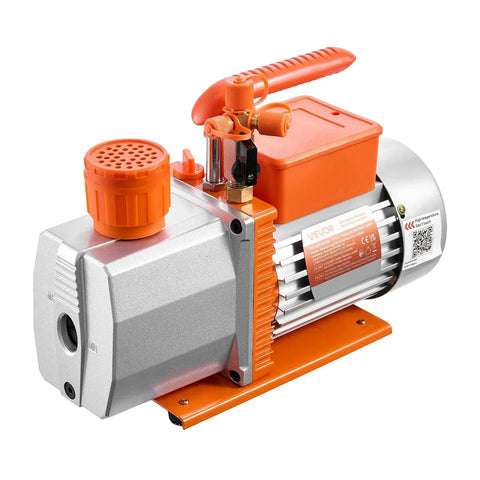 Pro Grade Two Stage Rotary Vane HVAC Vacuum Pump For Automotive AC Maintenance Three Quarter HP With Oil Included side view