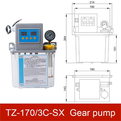 Beefed Up High Power Gear Oil Pump For Automatic Mechanical Lubrication Systems 1 Pack TZ170 Series with dimensions and diagram