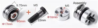 U Groove Ball Bearing + Fixing Screw Double Row Pulley SG15 + Eccentric Wheel