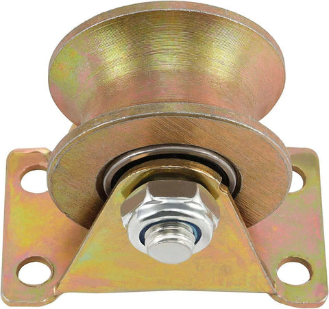 3-Inch U-Groove Caster Wheels with Bracket - Load Capacity 1102lbs, galvanized steel with double bearings, close-up view
