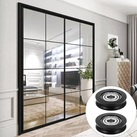 Nylon U Groove Sliding Door Pulley Wheel 1.18 Inch Low Noise Barn Door Rollers for Cabinet Window and Shower Door Hardware