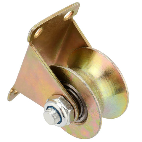 Single steel U-groove pulley with bracket, part of 10 Pack 2 Inch U Groove Wheel Pulley, Steel U-Type Groove Wheel for track.