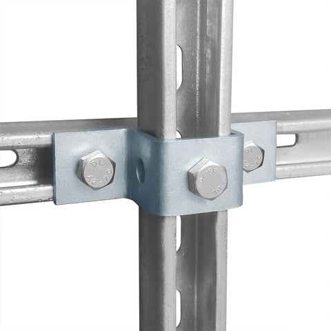 Durable six piece set of five hole U shaped fittings for one and five eighths inch strut channel three sixteenths of an inch thick