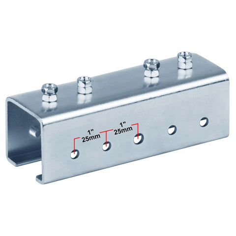 U shaped splice fitting for 1-5/8 inch strut channels, built from 11 gauge electrogalvanized steel for strong, corrosion resistant connections