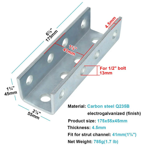 U Shaped Splice Fittings Strut Connector Bracket External Channel Coupler Fits One And Five Eighth Inch Strut Channel Steel