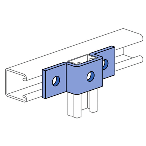 Diagram of Six Pack U Strut Channel Brackets Three Hole U Shaped Fitting for Thirteen Sixteenth Inch Height and One and Five Eighths Inch Wide Channel