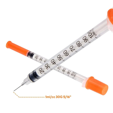 30 Pack U100 Syringes 1Ml 30G 5 Sixteenth Inch Needles Disposable Indivdually Wrapped For Precise Liquid Measurement