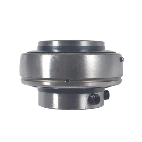 Side view of set screw lock spherical insert with two bearings for 1.25 inch bore height 1.5 inches inside diameter; durable part.