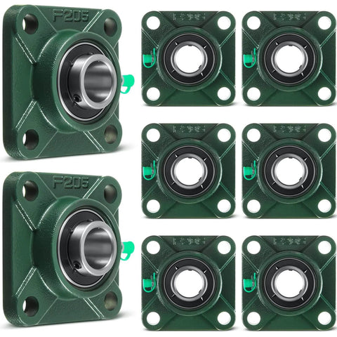 8 Pcs UCF205-16 Pillow Block Bearing with 1" Bore Flange Mounted Pillow Block Ball Bearing Self Alignment Cast Iron Housing Steel Unit for Industry, Green