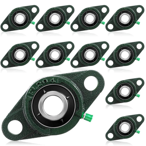 10 Pack UCFL204-12 Pillow Block Bearing 3/4 in Bore Shaft Flange Mount Ball Bearing Unit 2-Bolt, Self Aligning Cast Iron Housing