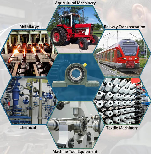 Industrial applications of 4 Pack UCP205-16 Pillow Block Mounted Ball Bearing - 1" Bore - Solid Cast Iron Base - Self Aligning
