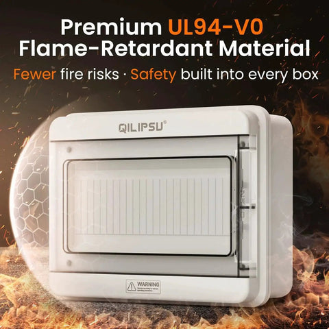 12 Way DIN Rail Circuit Breaker Box With UL94-V0 PC ABS Enclosure, IP65 waterproof distribution box in flame-retardant material