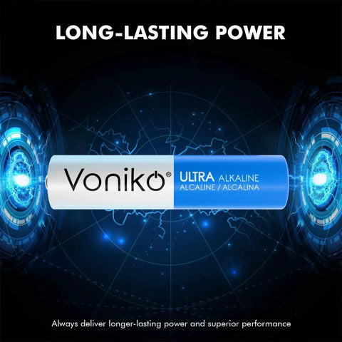 Image showing Ultra AAA Alkaline Battery from the 24 Pack With Long Lasting Power 10 Year Shelf Life, emphasizing energy efficiency.