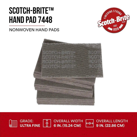 Ultra Fine Hand Pads 6x9 Nonwoven Silicon Carbide For Surface Prep in a stack, showing brand and size details.