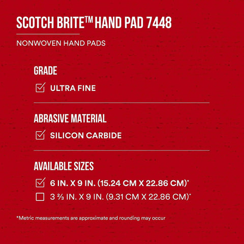 Ultra Fine Hand Pad 6 X 9 Inch Nonwoven Silicon Carbide For Surface Prep product details on red background