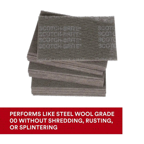 Stack of Ultra Fine Hand Pads 6x9 Nonwoven Silicon Carbide for Surface Prep, similar to steel wool, without rusting or splintering.
