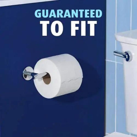 Ultra Soft Toilet Paper Mega Roll Pack With Six Mega Rolls mounted on blue bathroom wall near toilet