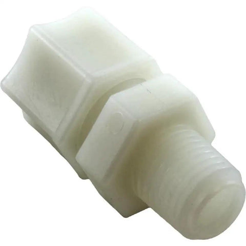 Ozonator Compression Fitting For Plastic Tubing, One Quarter Inch Male Pipe Thread To Three Eighths Inch Tube, UltraPure Plastic