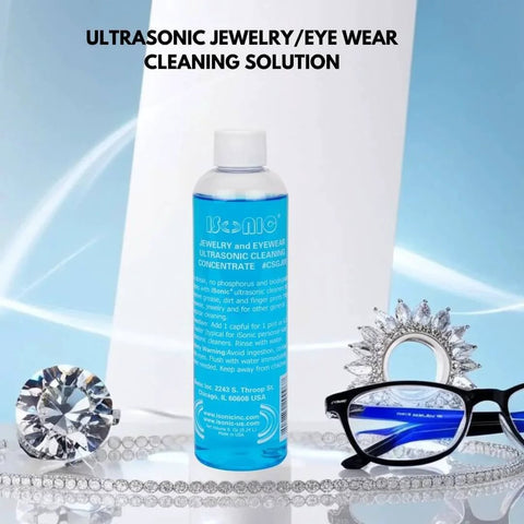 Ultrasonic Jewelry And Eyewear Cleaning Solution Concentrate 8 Oz Blue For Watches Glasses Jewelry with diamond and glasses