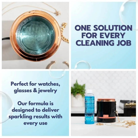 Ultrasonic Jewelry And Eyewear Cleaning Solution Concentrate 8 Oz Blue For Watches Glasses Jewelry with cleaning images
