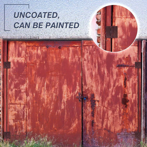 2 Pieces 3 Heavy Duty Weldable Hinges 12 Ga Welding Long Lasting Steel Butt Hinge on rust-colored door, uncoated, can be painted