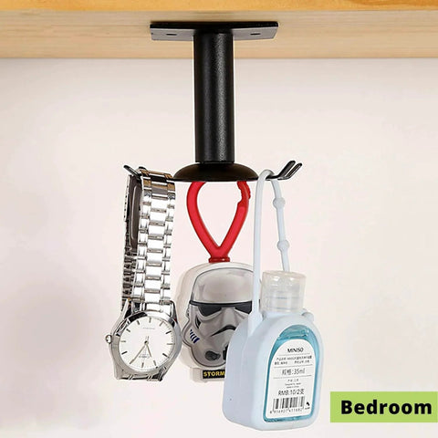 Utensil Hooks, 2 Pack Under Cabinet Utensil Rack Hangers 360 Rotatable Kitchen Utensil Hooks Stainless Steel holding various items