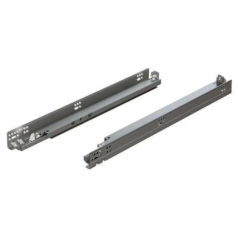 Blum Tandem Plus Blumotion Concealed Undermount Drawer Runner Kit for wood drawers, 18 inch full extension with soft close, steel construction.