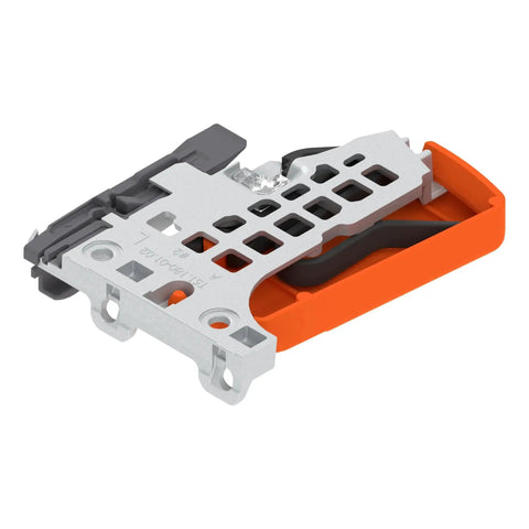 Blum Tandem Plus Blumotion Concealed Undermount Drawer Runner Kit component in steel and orange plastic, part of 18-inch full extension kit