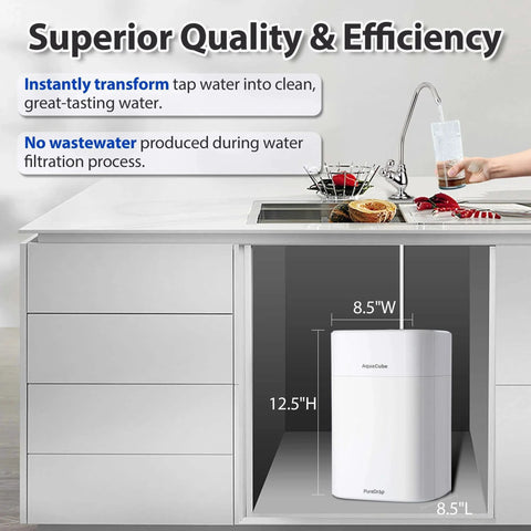 Tankless 0.01 Micron Ultra Filtration Under Sink Water Filter System Four Stage High Capacity for Sink and RV White under countertop
