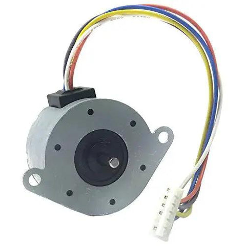 Unipolar Stepper Motor 5V DC Dual Coil Center-Tapped 7.5 Per Step 120 Ohm with connector, wires visible, front view.