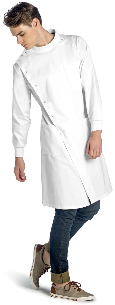 Unisex Lab Coat With Cuffed Sleeves And Snap Closure For Men And Women 43 Inch Length, Classic Fit in Poly Cotton Blend by Dr James.