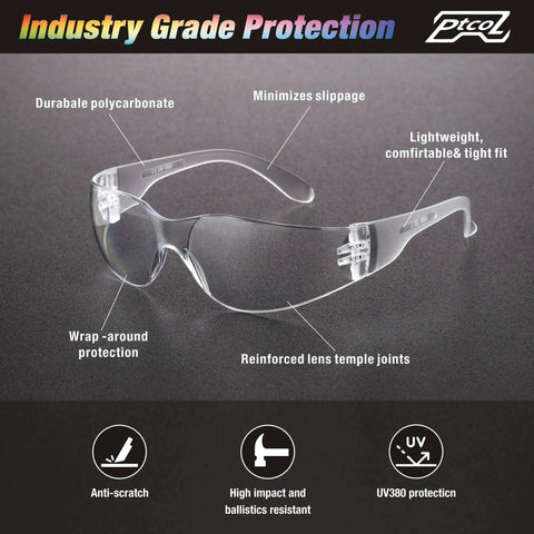 28 Pack Unisex Safety Glasses With Impact Resistant Lenses ANSI Z87.1 Certified, durable polycarbonate, wrap-around protection