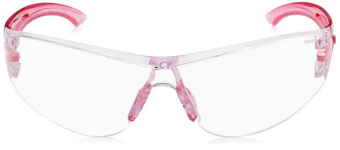 Front view of Unisex Safety Glasses with lightweight frame and rubber nose pad, one size fits all.
