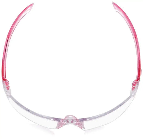 Front view of Unisex Safety Glasses With Lightweight Frame And Rubber Nose Pad One Size showing red and clear frame design