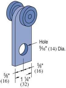 Diagram of Genuine Unistrut P2949-EG 2 Wheel Trolley Assembly with hole dimensions and electro-galvanized finish.