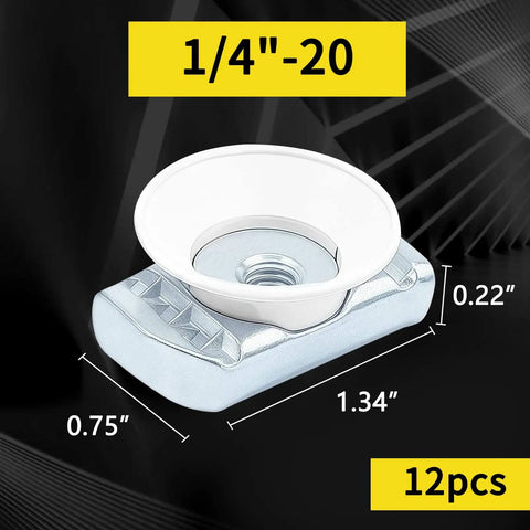 Twirl Nuts for Unistrut Channels 12 Pack Quarter Inch by Twenty Cone Nuts With Zinc Electroplate Finish dimensions shown