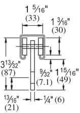 Dimensions diagram of Genuine Unistrut P2949-EG 2 Wheel Trolley Assembly for use with P1000, P1001, P5000, P5001, P5500, P5501
