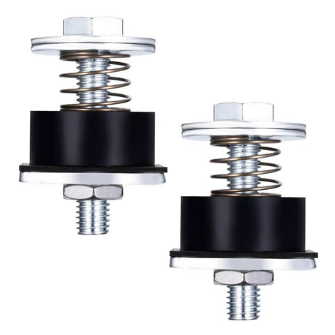 1-5/8 inch Unistrut trolley limit hardware in black and silver with spring washers and rubber pads, 2 pcs side view