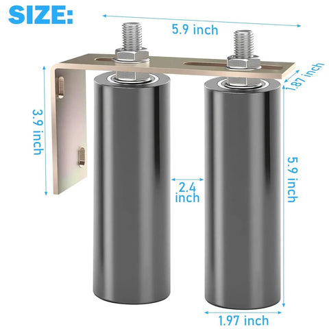 Universal Adjustable UHMW Nylon Gate Roller Guider For Sliding Doors And Gates, 6 Inch L Bracket Roller Guide With 2 Inch Wheel