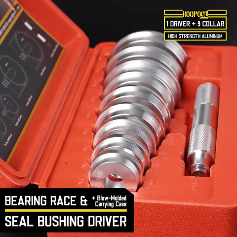 Pro Grade Universal Bearing Race And Seal Bushing Driver Set Aluminum With 9 Metric Discs And Collars In Durable Case