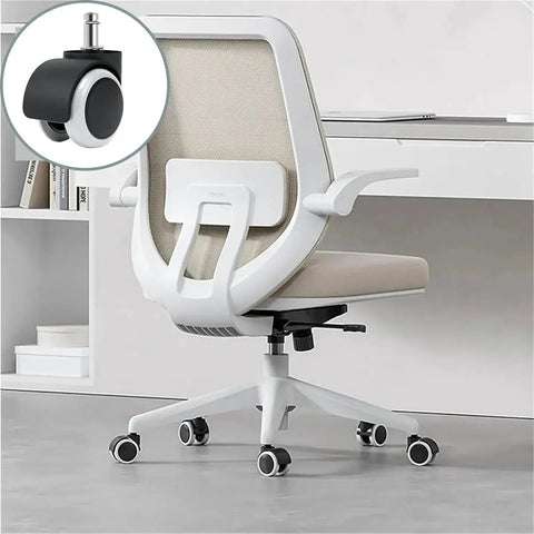 2 Inch Universal Office Chair Wheels Set Of 5 Heavy Duty Rubber Casters White No Noise Polyurethane Replacement For Standard Size Chairs Protect Floors With Smooth Silent Rolling And Durable Construction on office chair