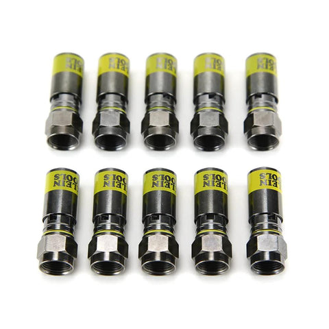 Klein Tools VDV812-606 F-connector for RG6/6Q coaxial cable, universal compression, male, 10-pack