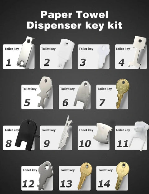 Universal Dispenser Key Set For Paper Towel, Toilet Paper, And Soap Dispensers With 29 Replacement Keys Fits Most Brands Easy Universal Access