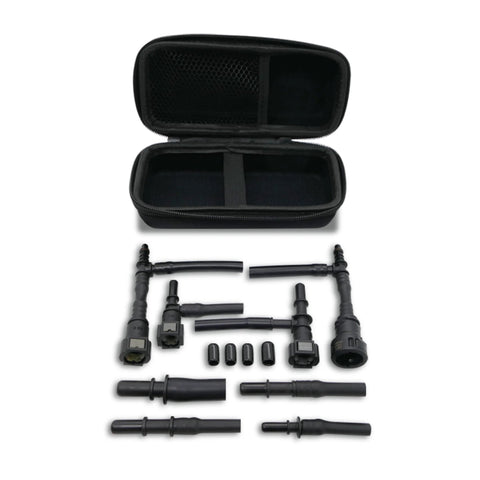 Redline Detection EasyConnect 96-0190 universal EVAP leak detection kit with hoses and adapters in a black carrying case