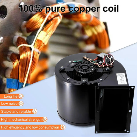 Image of Universal Furnace Blower Fan Replacement For Dayton 1TDT8 5C508 Century 9459 JE2J047NS JEJ047 115V 50 60Hz, copper coil close-up