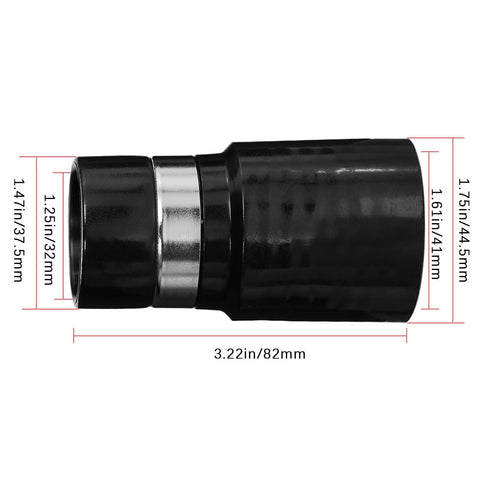 KingBra 1-1/4 in hose adapter for central vacuum; black plastic with silver metal ring, 3.22 in long
