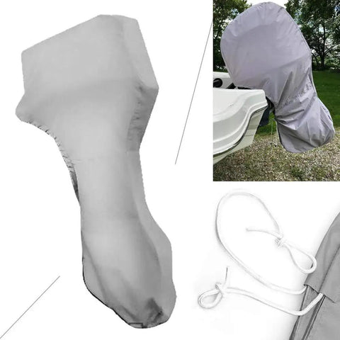 Universal Outboard Boat Motor Cover Water Resistant Full Engine Cover With Zipper For Snug Fit 71 By 76 By 64 Inch shown on boat