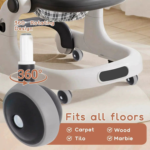 4 Pack Universal Walker Replacement Wheels on stroller, plastic casters with 360 degree swivel, fits all floors, easy install