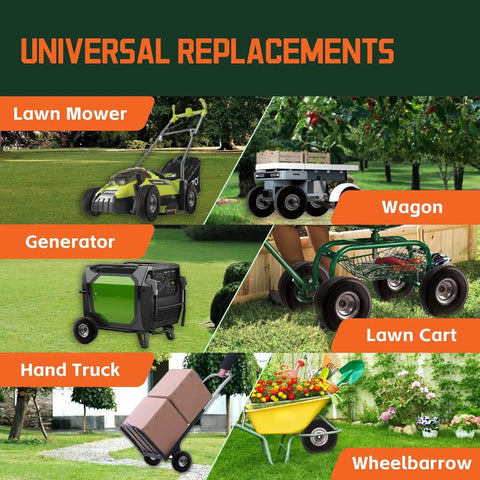 10 Inch Solid Polyurethane Tire 4.10 To 3.50-4 with flat free wheels used on lawn mower, generator, hand truck, lawn cart, wagon, wheelbarrow